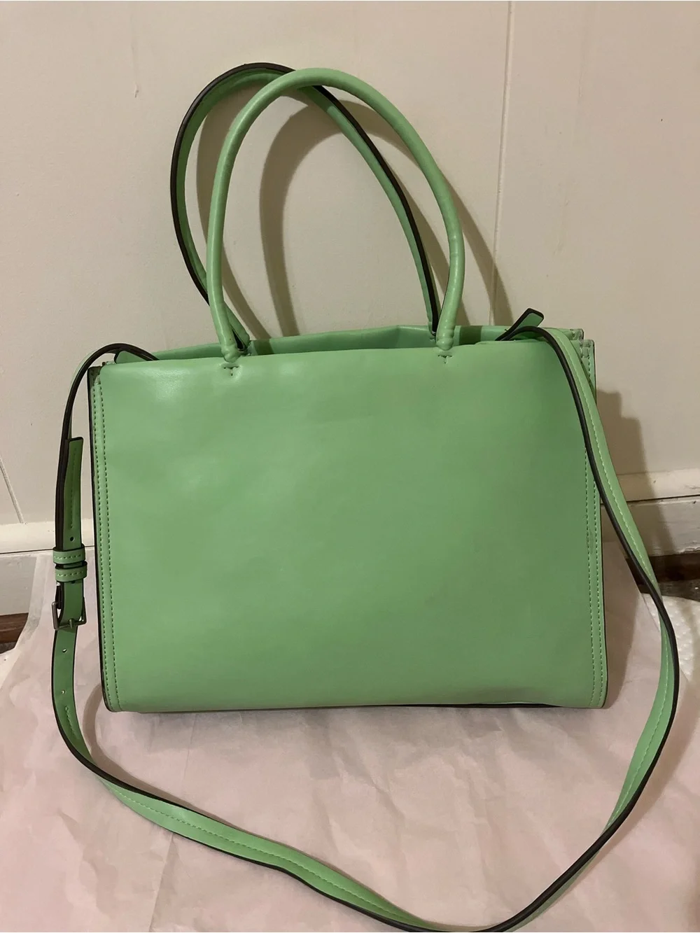 Tory Burch Mint Green Leather Double-Handle Tote